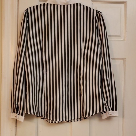 Ladies Long Sleeve Black & White Blouse SZ 3XL - Picture 5 of 8